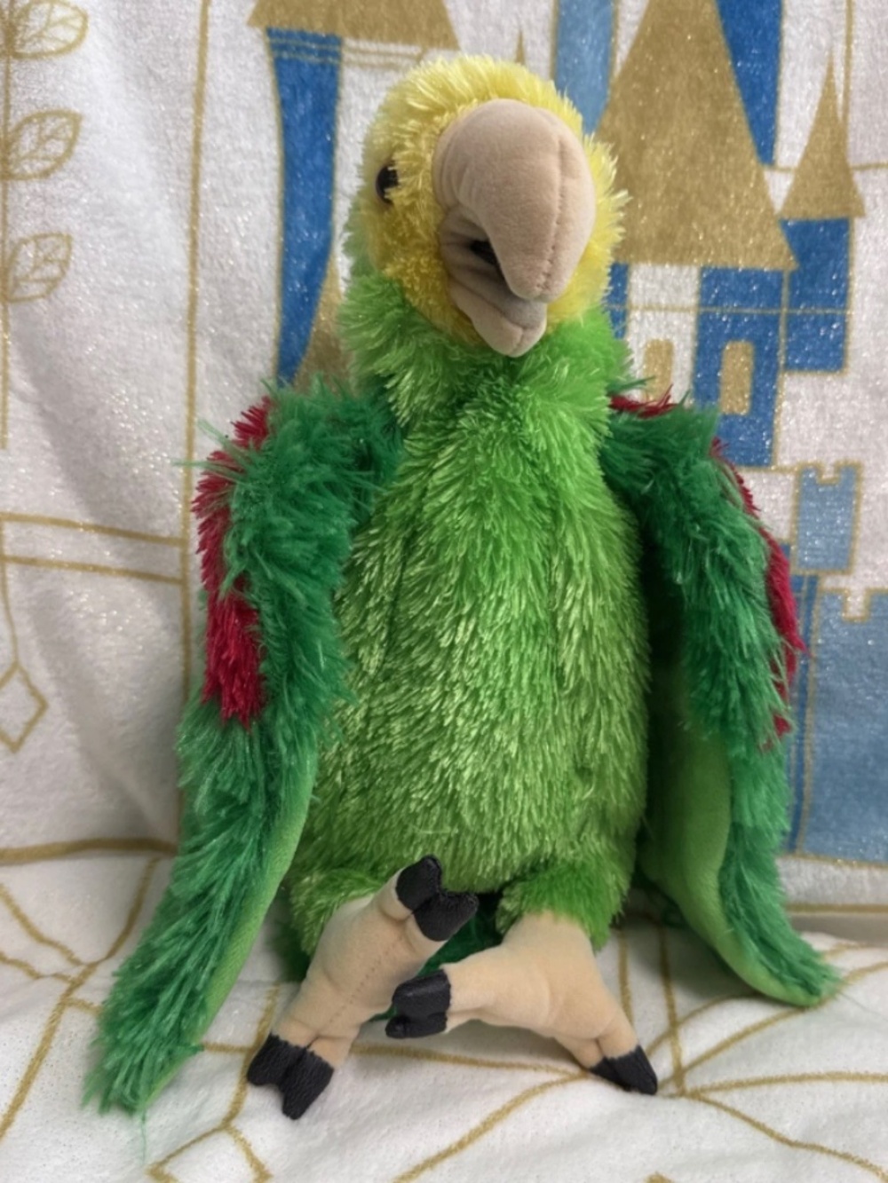 Folkmanis Amazon Parrot Plush Hand Puppet 12" Bird Green Red Yellow Retired Toy